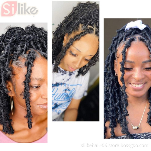 Butterfly Locs16inch Distressed Crochet Hair Butterfly Bob Faux Locs Pre-looped Crochet Braids Hair  Messy Soft Butterfly locs